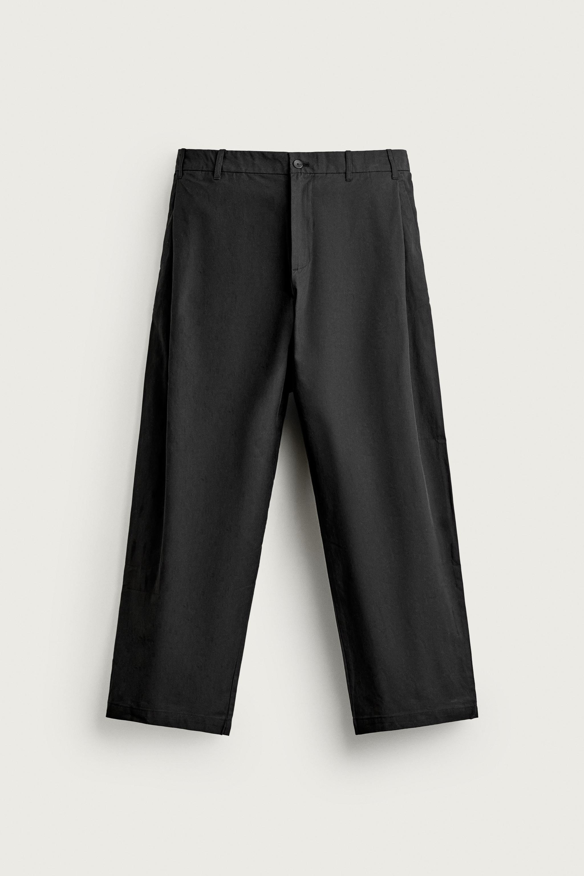 STRAIGHT-FIT PANTS WITH SIDE PLEATS